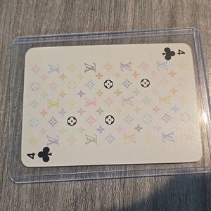 Vintage LV Louis Vuitton X Takashi Murakami Multicolor Playing Card 4 Club COA